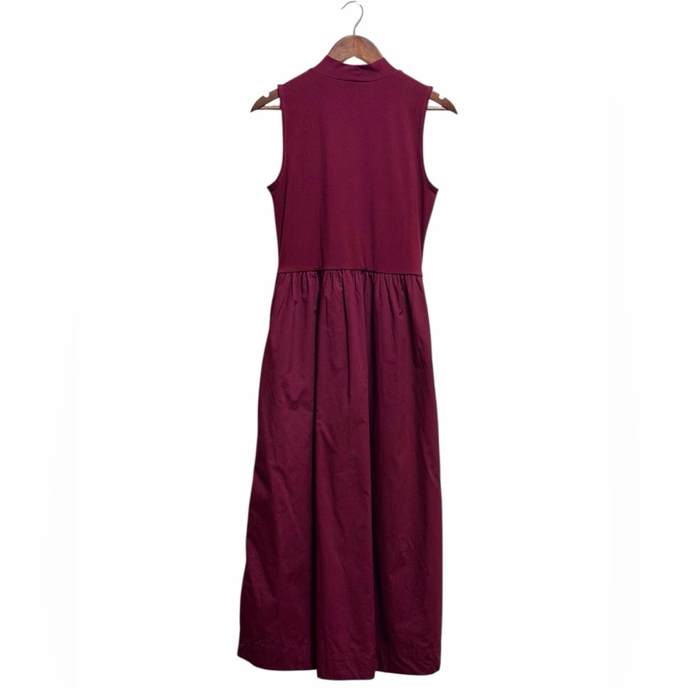 J.Crew Mockneck knit mixed-media dress in dark red size M - Picture 3 of 5